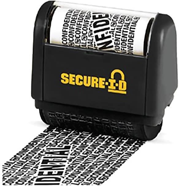 COSCO Secure-I-D Security Roller Stamp, 3inH x 1-1/2inW x 3-1/8inD, Black
