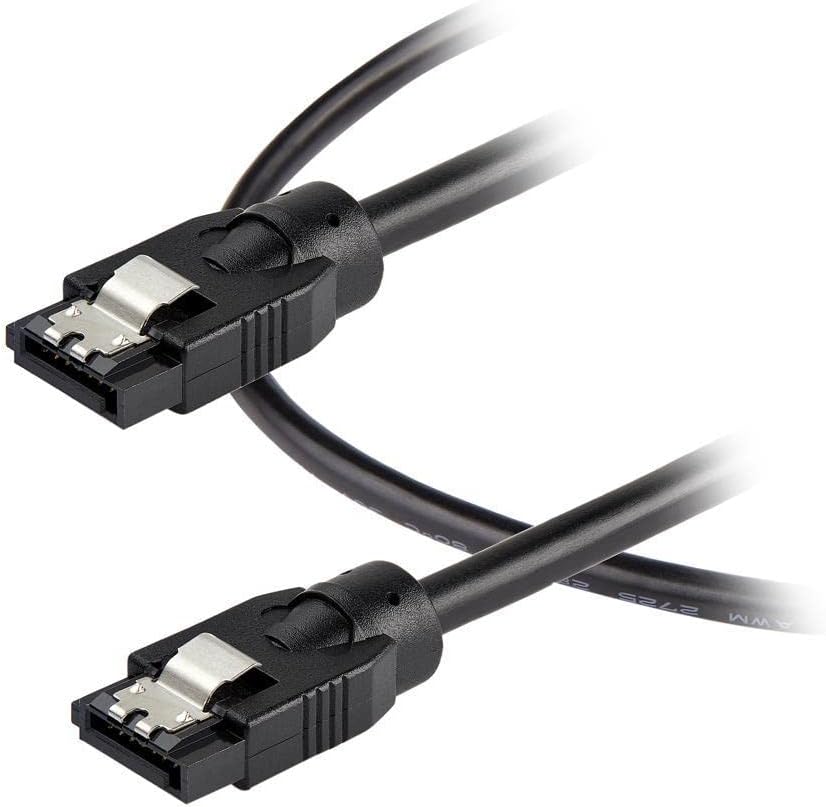 StarTech.com 24 Inch (60cm) Round SATA Cable - Latching Connectors - 6Gbs SATA Data Cord - SATA Hard Drive Power Cable