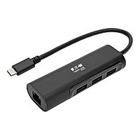 Tripp Lite USB-C Multiport Hub Adapter Converter with 3 USB-A 3.0 Ports, Gigabit Ethernet Port Gbe, Thunderbolt 3 Compatible, Black, Plug-and-Play No Drivers Needed, 3-Year Warranty (U460-003-3A1GB)