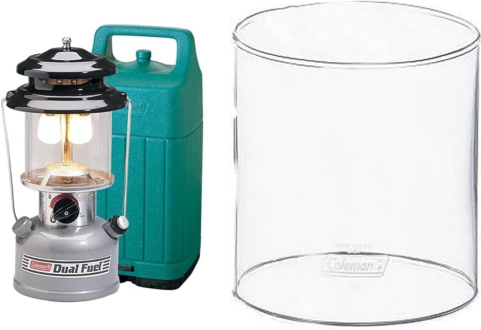 Coleman Premium Dual Fuel Lantern with Carry Case & *Globe Clear Straight C006 Fuel Lantern + Globe Clear Straight C006