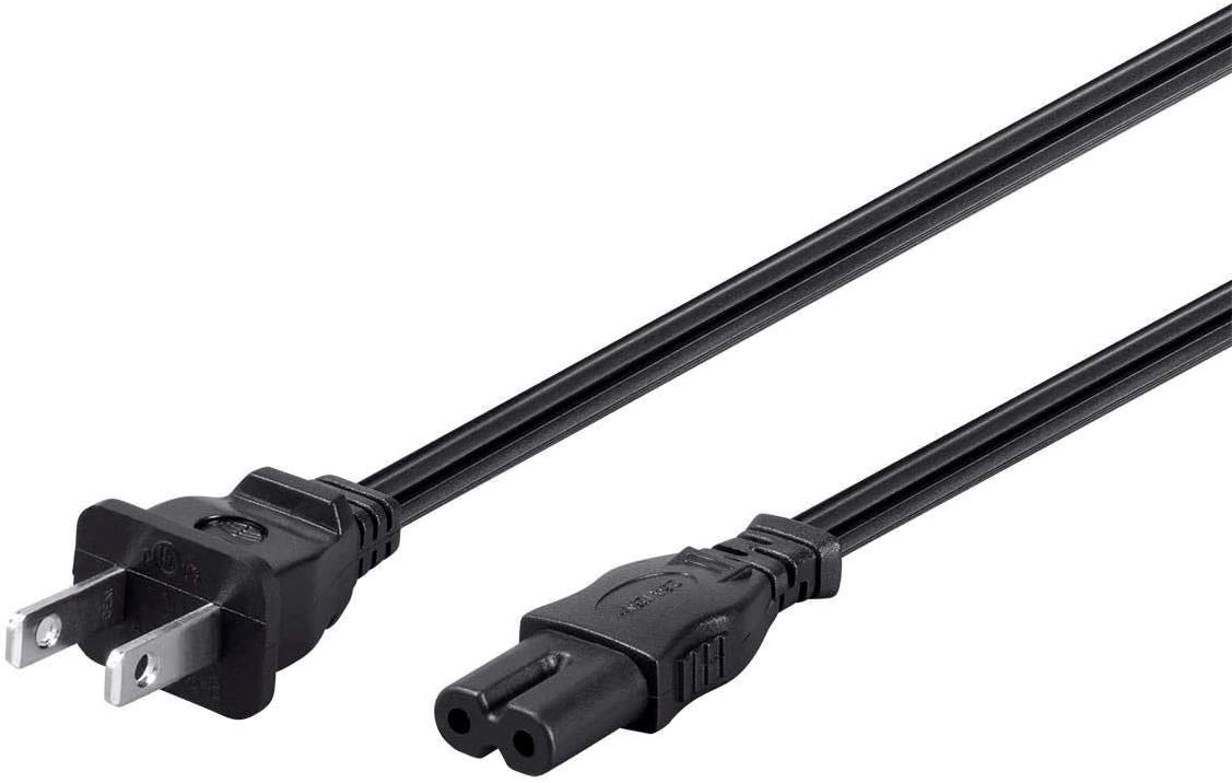 Monoprice Power Cord - Non-Polarized NEMA 1-15P to Non-Polarized IEC-320-C7, 7 Amp, 125 Volt, 18AWG, 1 Feet, Black