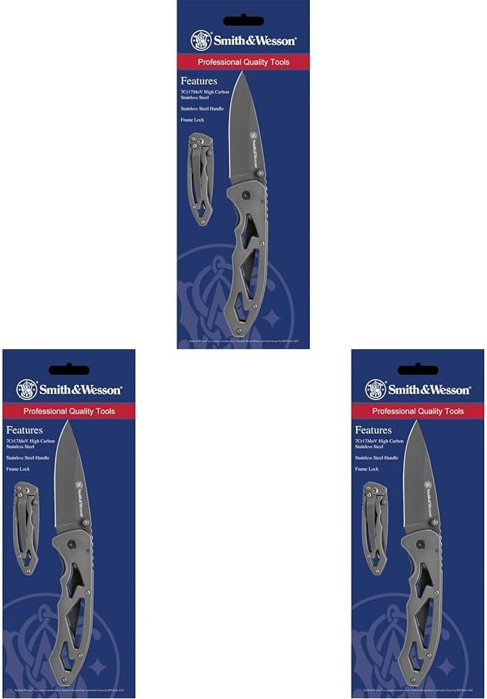 Smith & Wesson CK400 5.4in High Carbon S.S. Folding Knife with a 2.2in Drop Point Blade and Stainless Steel Handle