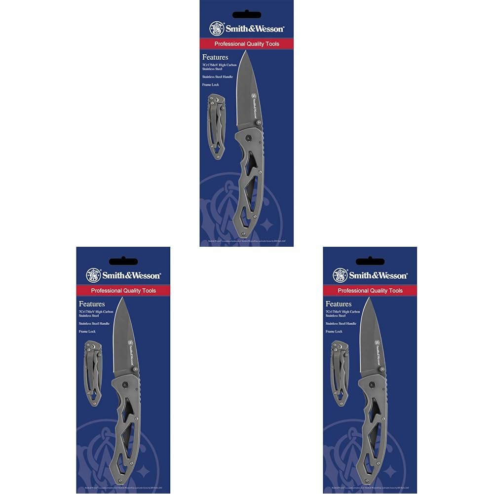 Smith & Wesson CK400 5.4in High Carbon S.S. Folding Knife with a 2.2in Drop Point Blade and Stainless Steel Handle