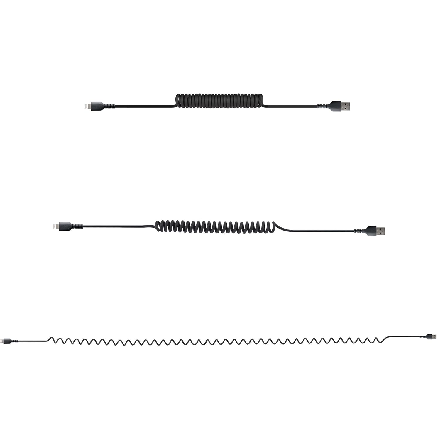 StarTech.com Coiled USB-A to Lightning Cable, MFi Certified, Durable TPE Jacket, Aramid Fiber Reinforced