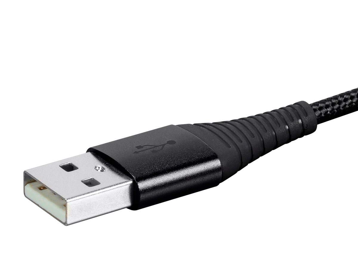 Monoprice USB 2.0 Micro B to Type A Charge & Sync Cable - 3 Feet - Black | Nylon-Braid, Durable