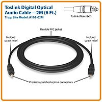 Tripp Lite Toslink Digital Optical SPDIF Audio Cable, 2M (6-ft.) (A102-02M)