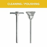 Dremel 447 2-Piece Carbon Steel Brush Set Ideal for Rust and Corrosion Removal on Soft Ferrous Metals Pack of 1