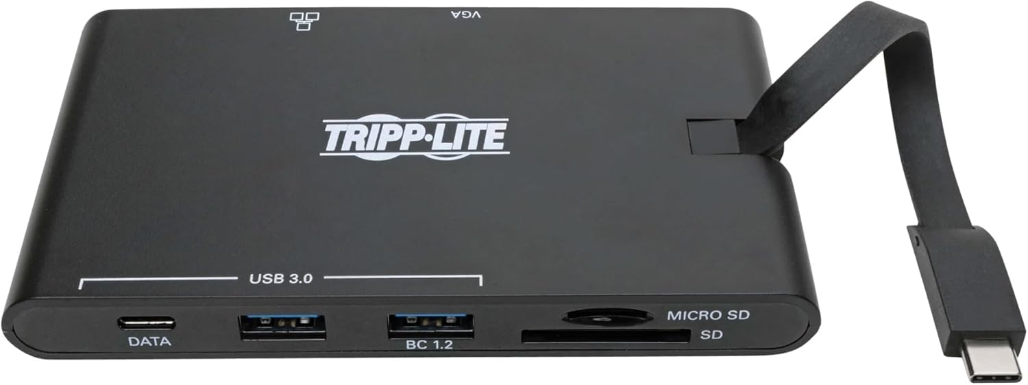 Tripp Lite USB-C Docking Station Hub, 4K @ 30 Hz HDMI, VGA, Gigabit Ethernet Port, 100W PD Charging, USB 3.2 Gen 1