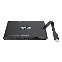 Tripp Lite USB-C Docking Station Hub, 4K @ 30 Hz HDMI, VGA, Gigabit Ethernet Port, 100W PD Charging, USB 3.2 Gen 1, Memory Card Slot, Thunderbolt 3 Compatible, Black, 3-Year Warranty (U442-DOCK3-B)