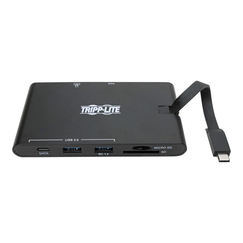 Tripp Lite USB-C Docking Station Hub, 4K @ 30 Hz HDMI, VGA, Gigabit Ethernet Port, 100W PD Charging, USB 3.2 Gen 1, Memory Card Slot, Thunderbolt 3 Compatible, Black, 3-Year Warranty (U442-DOCK3-B)