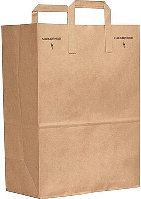 Duro 70# Large Brown Paper Shopping Bags with Handles Bulk, 300 Pcs 12x7x17 - Heavy Duty Restaurant Takeout/To Go Bags, Delis, & Retail Merchandise 1 Count (Pack of 300)