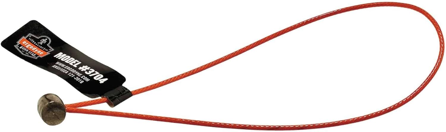 Wire Tool Attachment Tail with Loop End, Tool Weight Capacity 2lbs, 6-Pack, Ergodyne Squids 3704 , Orange