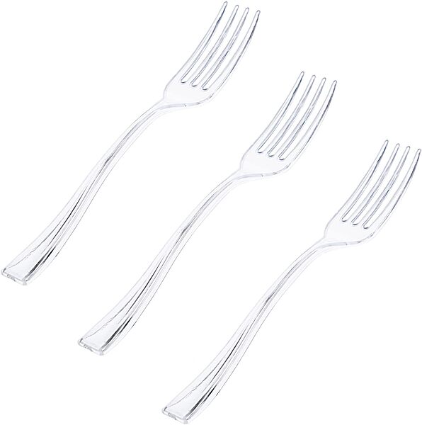 Clear Plastic Mini Forks (100)