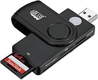 SCR-200 Smart Card CAC Reader for ID, Credit Card, SD, Micro SD, SIM, and M2 Smartfold Smart Card Reader