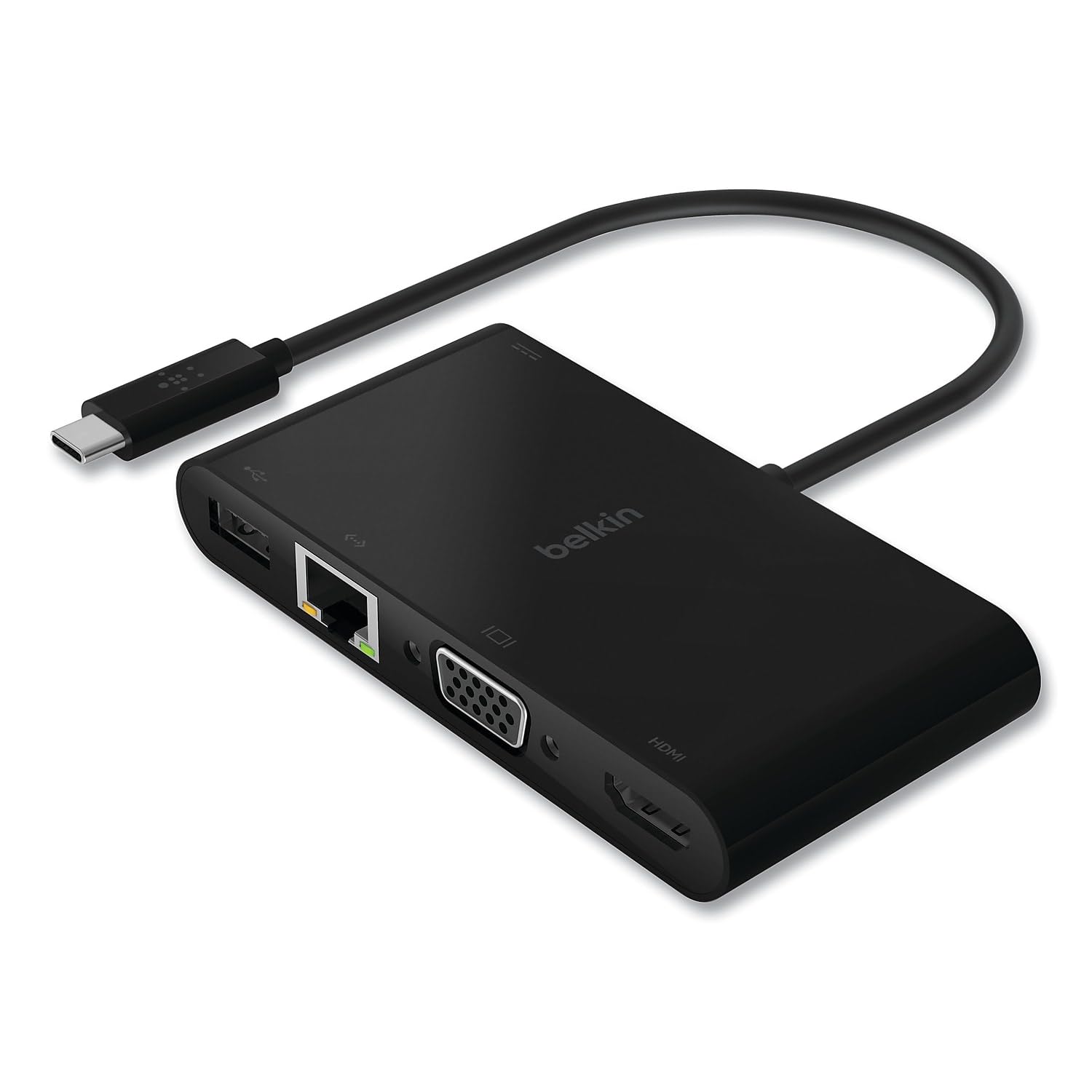 Belkin USB-C Multimedia + Charge Adapter, 4K HDMI/USB-A/USB-C/VGA, 4.9 ft, Black