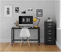 Hirsh 22-in Deep 3 Drawer - Letter Width - Vertical Metal File Cabinet - Black - Commercial Grade - Fully Assembled