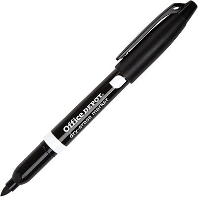 Office Depot 100% Recycled Low-Odor Dry-Erase Markers, Fine Point, Black, Pack Of 12, DE-12PKBLK
