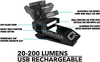 QUIQLITE QX2 Hands-Free LED Pocket Light, 20–200 Lumens, USB‑C Rechargeable, Aluminum Housing