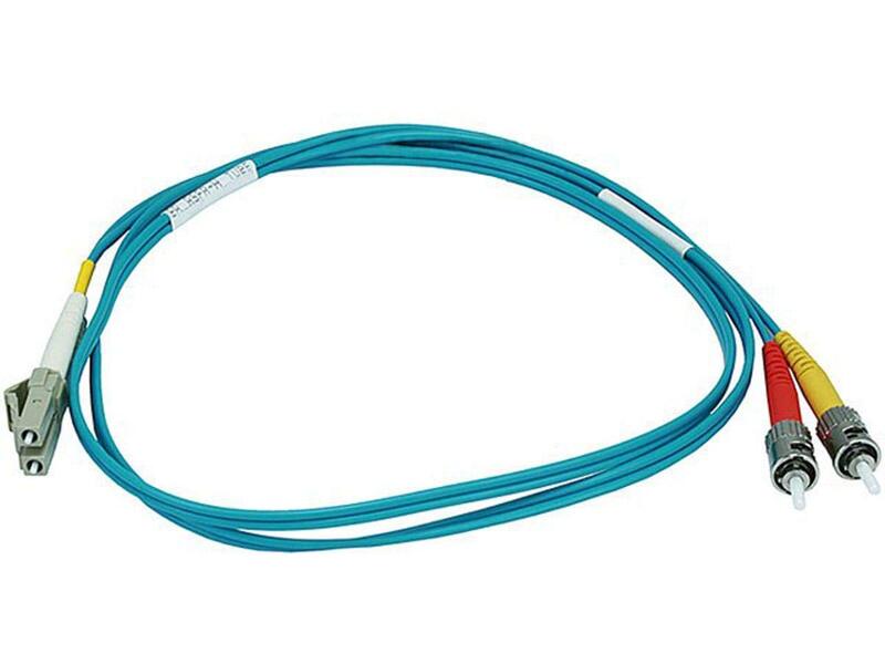 Monoprice Fiber Optic Cable - 1 Meter - Aqua | LC to ST, OM3, 50/125 Type, Multi Mode, 10Gb, Duplex