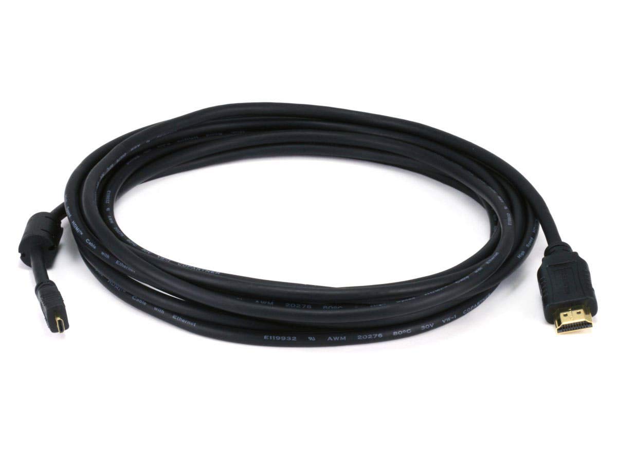 Monoprice 15ft 34AWG Standard HDMI Cable With Ethernet - HDMI Micro to HDMI Connector 15 Feet