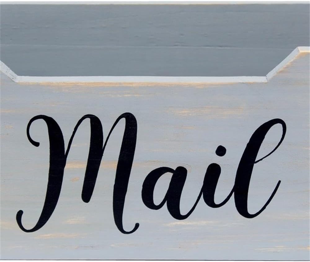 Elegant Designs Rustic Farmhouse Wooden Tabletop Mail Organizer Box