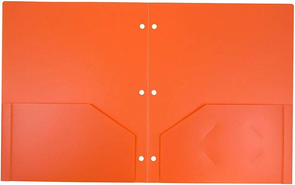 JAM PAPER Heavy Duty Plastic 3-Hole Punched 2-Pocket Presentation Folders
