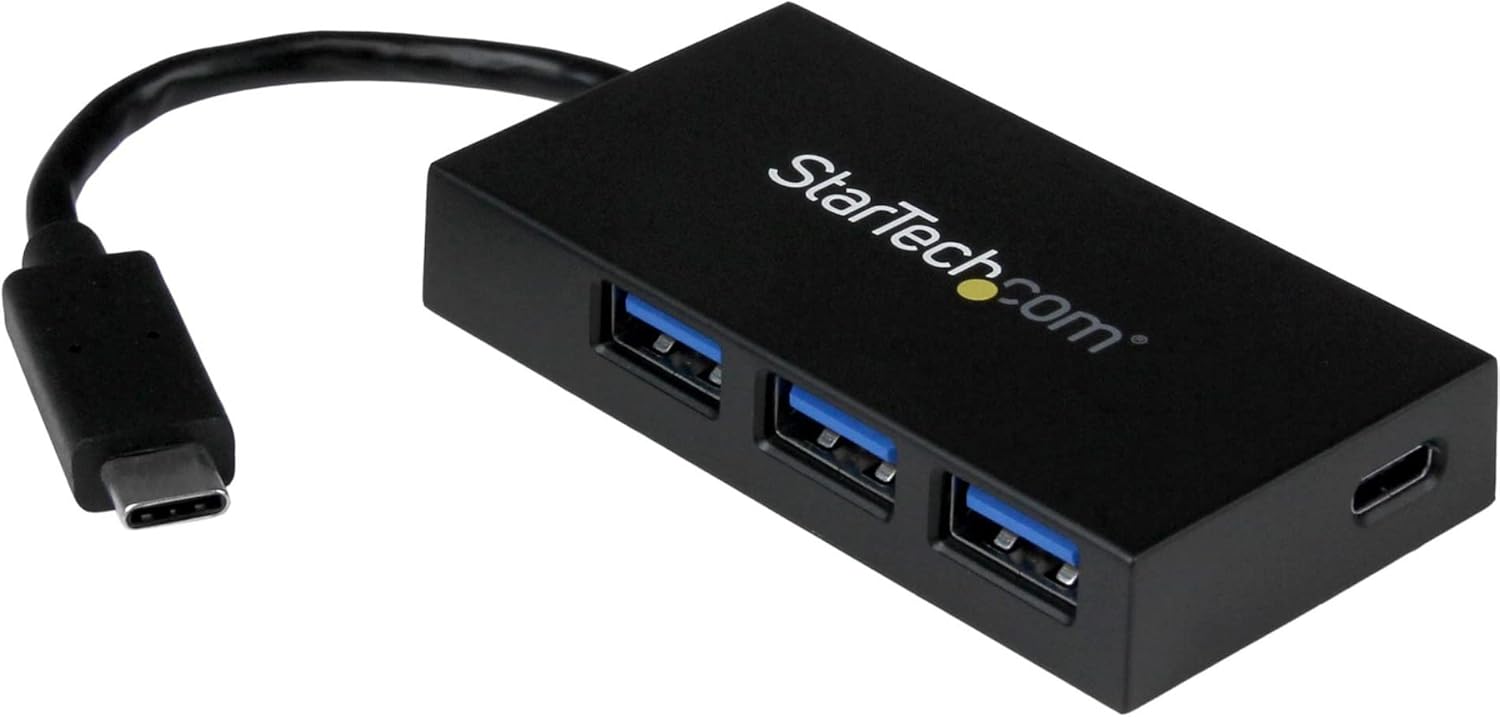 StarTech.com 4-Port USB 3.0 Hub - Powered USB 3.0 Hub - USB-C to 1x USB-C and 3X USB-A Adapter - USB 3.0 (5Gbps)