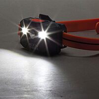 Klein Tools 56064 Rechargeable Auto-Off LED Headlamp, Silicone Strap, 400 lms, All-Day Runtime, for Work, Running
