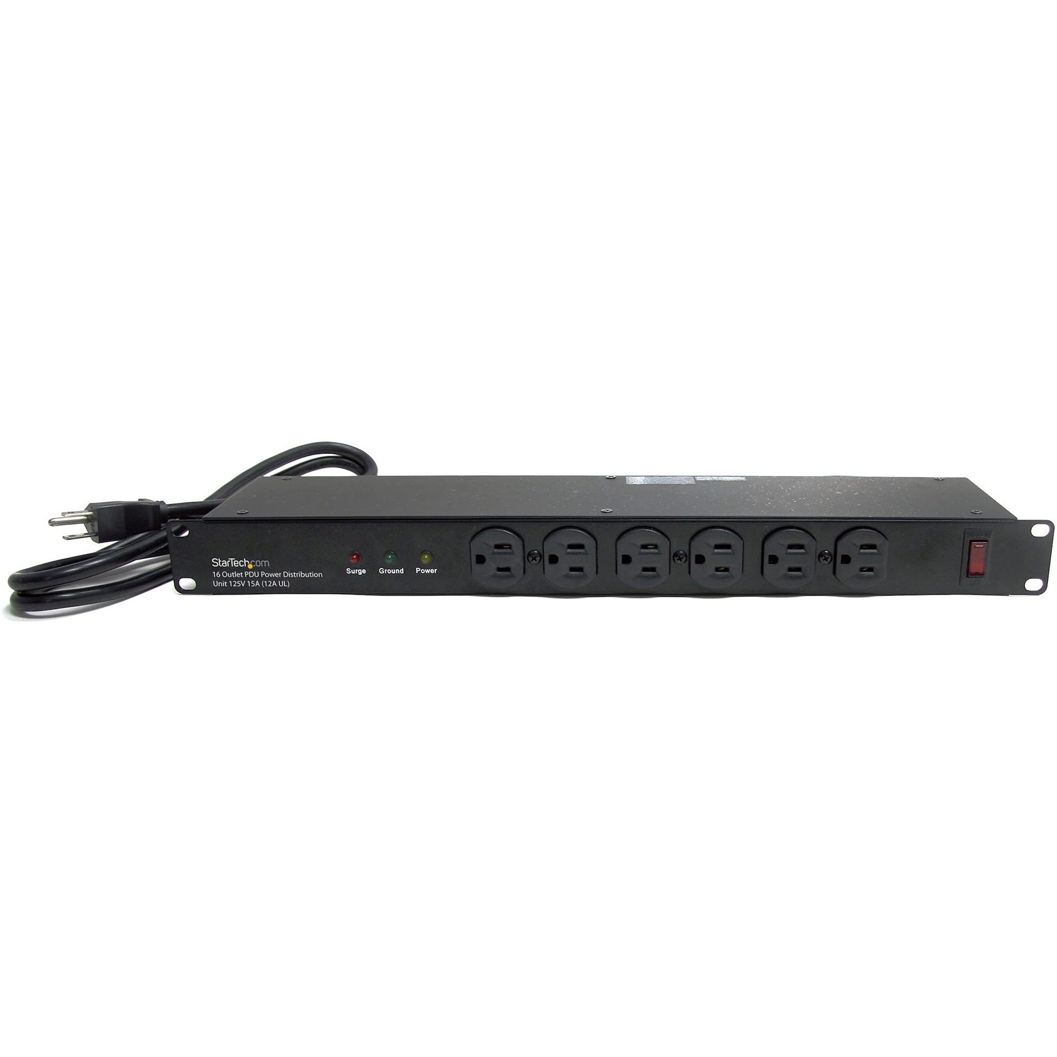 StarTech.com 16 Outlet Horizontal 1U Rack Mount PDU Power Strip for Network Server Racks - Surge Protection - 120V/15A