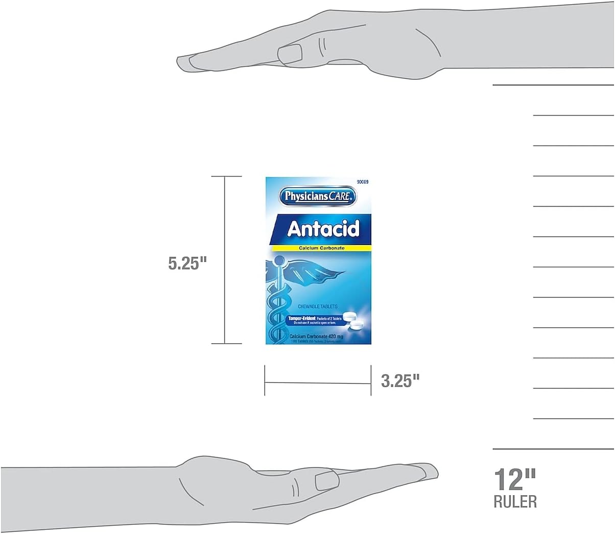 PhysiciansCare Antacid Heartburn Medication (Compare to Tums), 50 Doses of Two Tablets, 420 mg