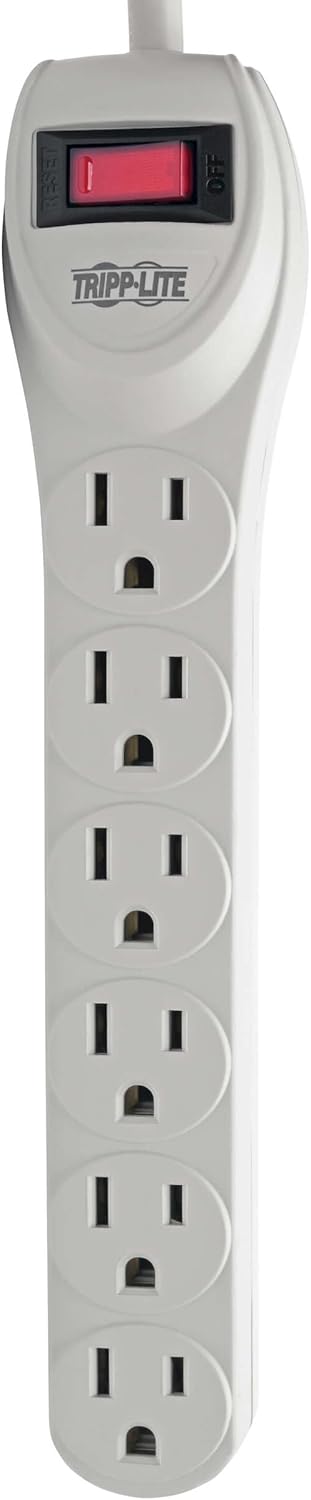 Tripp Lite Protect It! TLP602 Surge Protector 6-Outlet 180J, 2-ft Cord - White