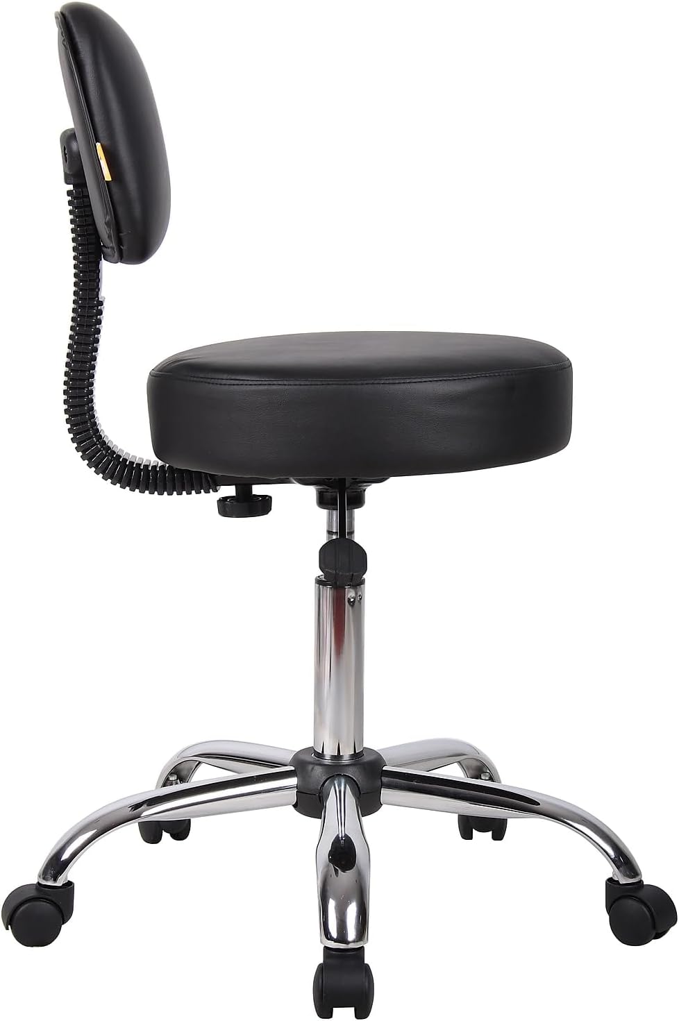 BOSS OFFICE PRODUCTS Medical Stool with Back, Antimicrobial Vinyl, Chrome Base