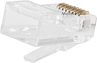 Monoprice Cat5e RJ45 Modular Plugs - Crimp Connectors, Gold Plated Contacts, UTP, For Solid Wire, 100-Pack