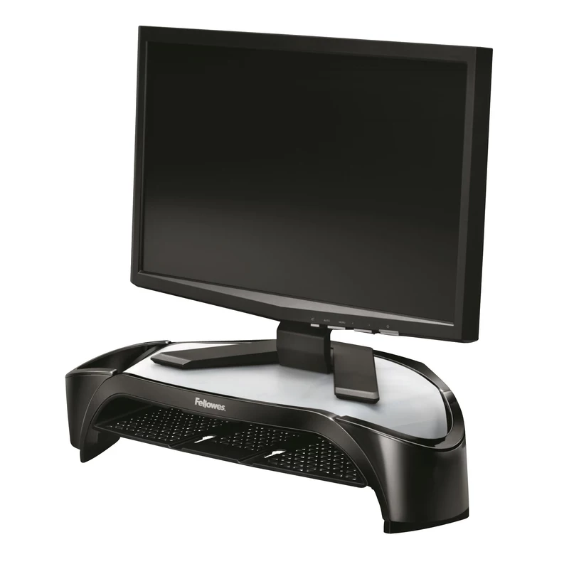 Fellowes Smart Suites Corner Monitor Riser With Tray Black