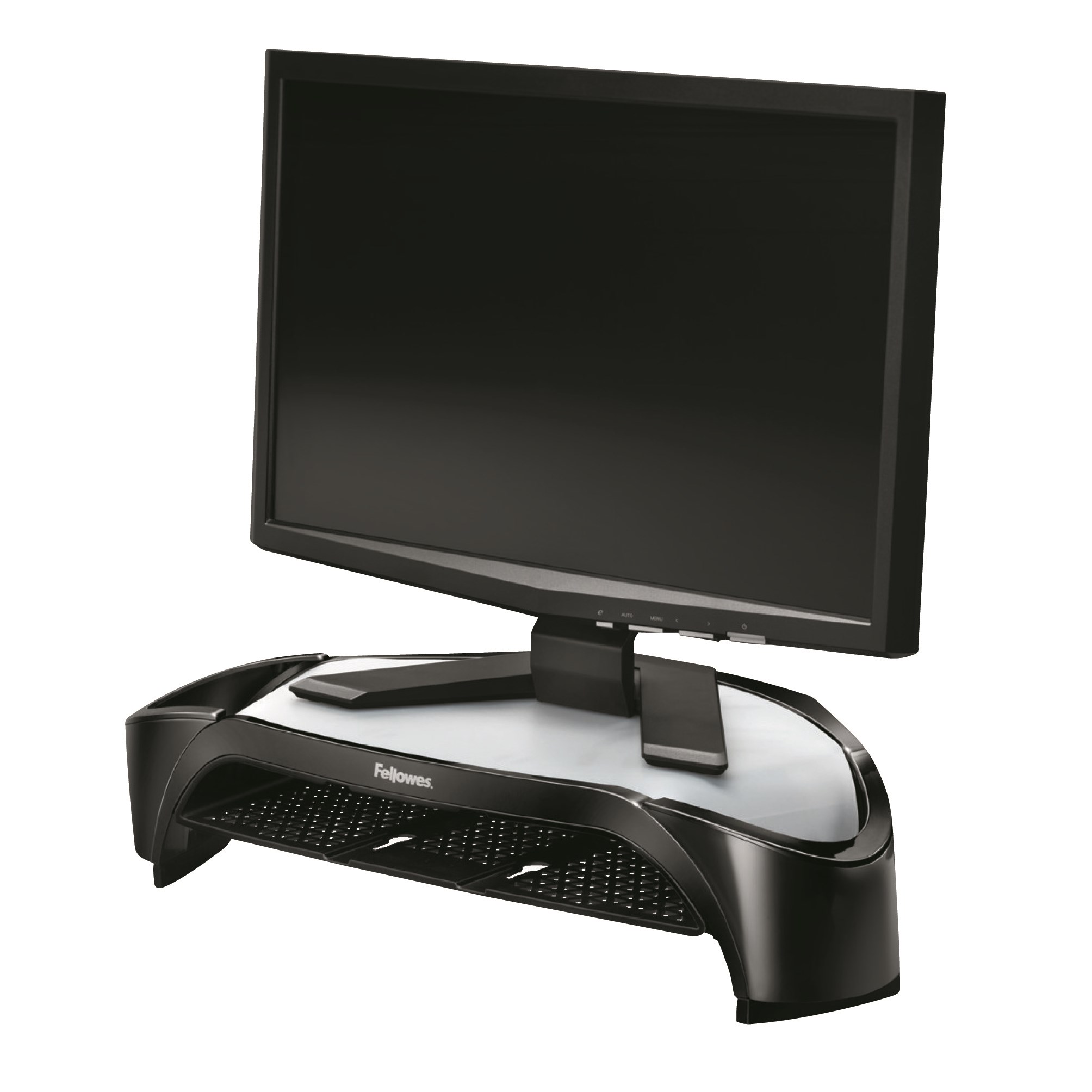 Fellowes Smart Suites Corner Monitor Riser With Tray Black