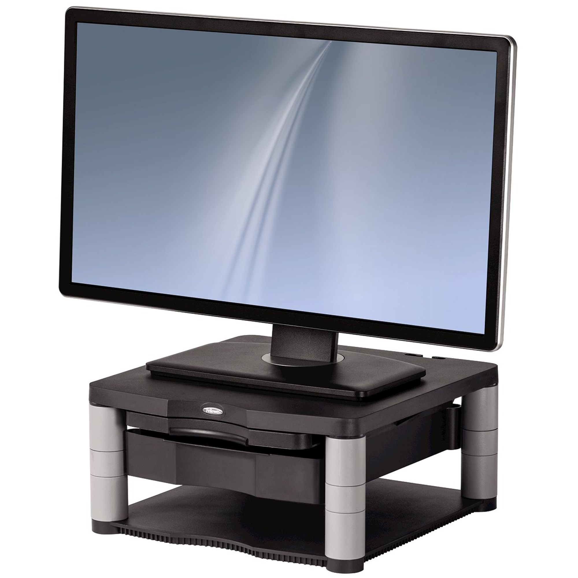 Fellowes Premium Monitor Riser Plus Drawer Graphite