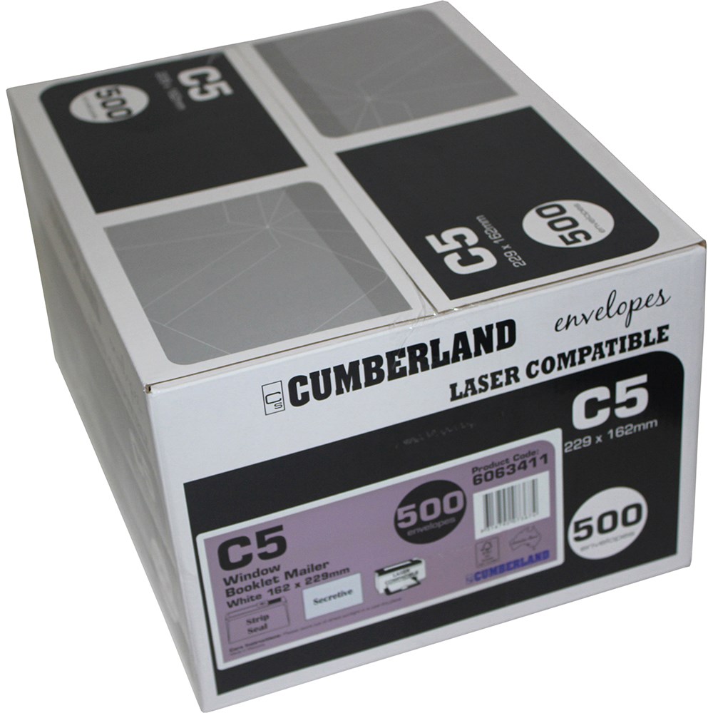 Cumberland Booklet Mailer Envelope C5 Strip Seal Laser Secretive White Box  Of 500