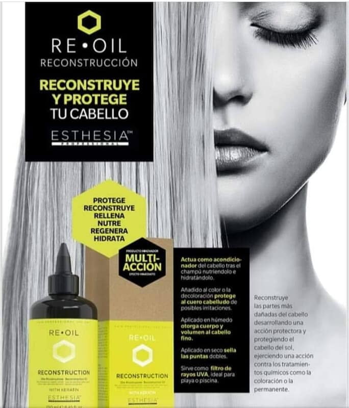 Re-Oil Reconstruction Oil With Keratin Esthesia for repairing and adding shine to hair