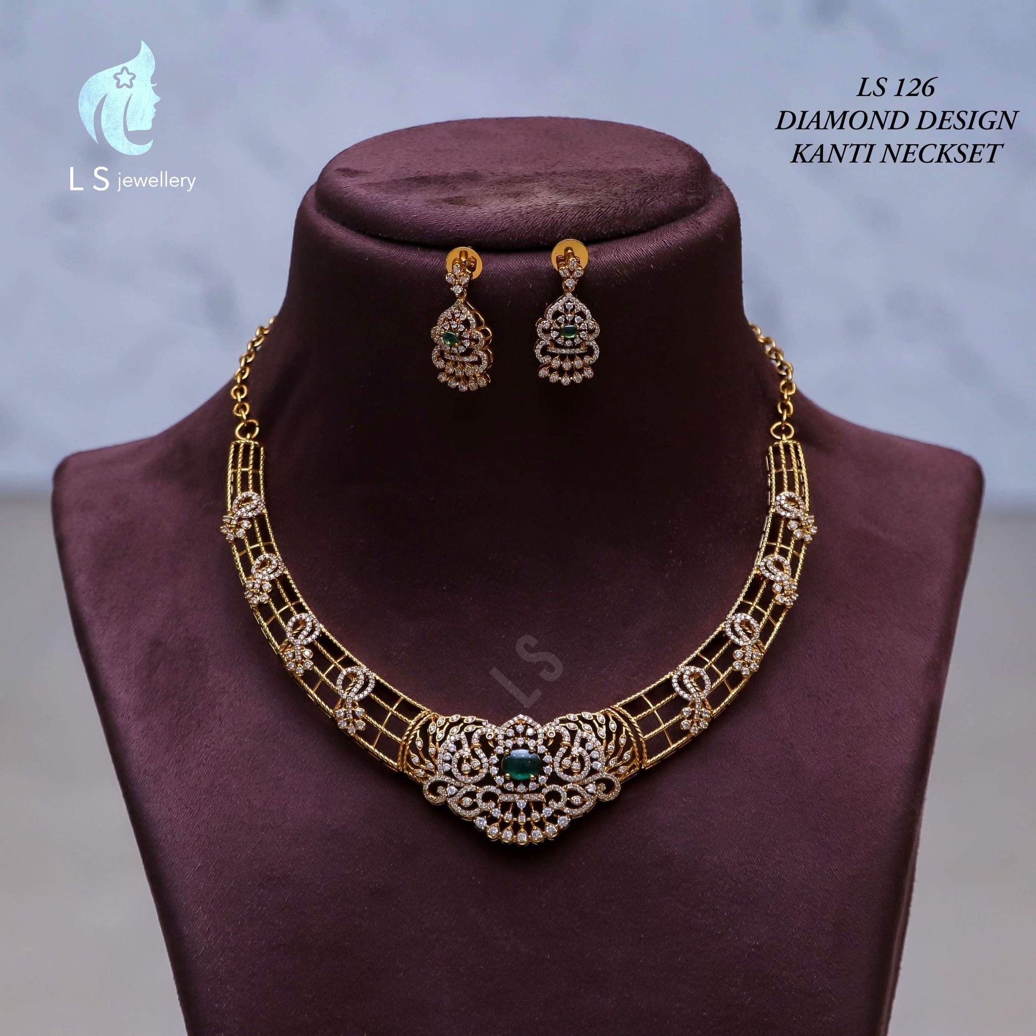 V877: Beautiful Diamond Design Kanti Necklace Set