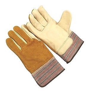 Grain leather palm, split back, 2.5” rubberized cuff