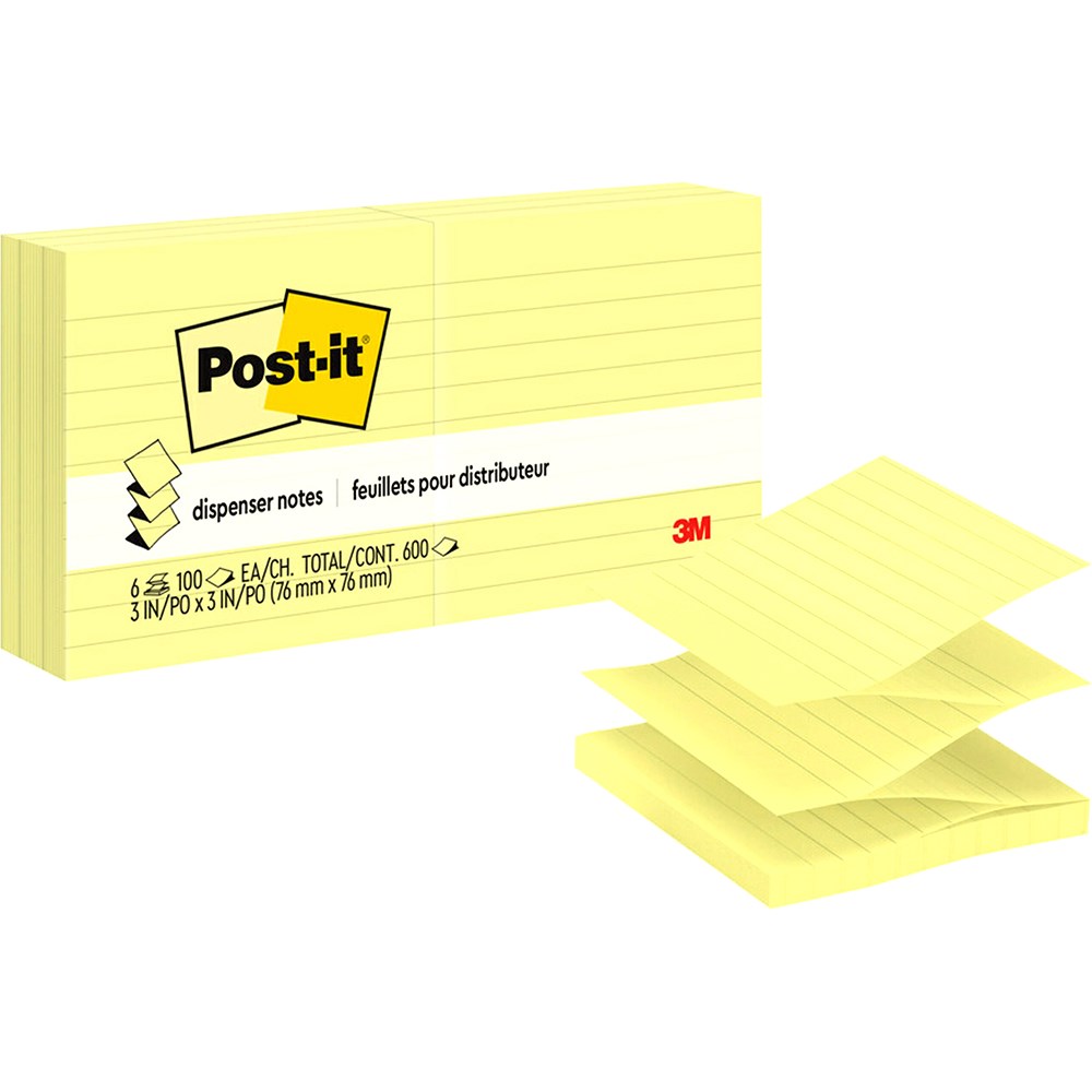 Post-It R335-YL Pop Up Notes 76x76mm Refill Lined Yellow Pack  of 6