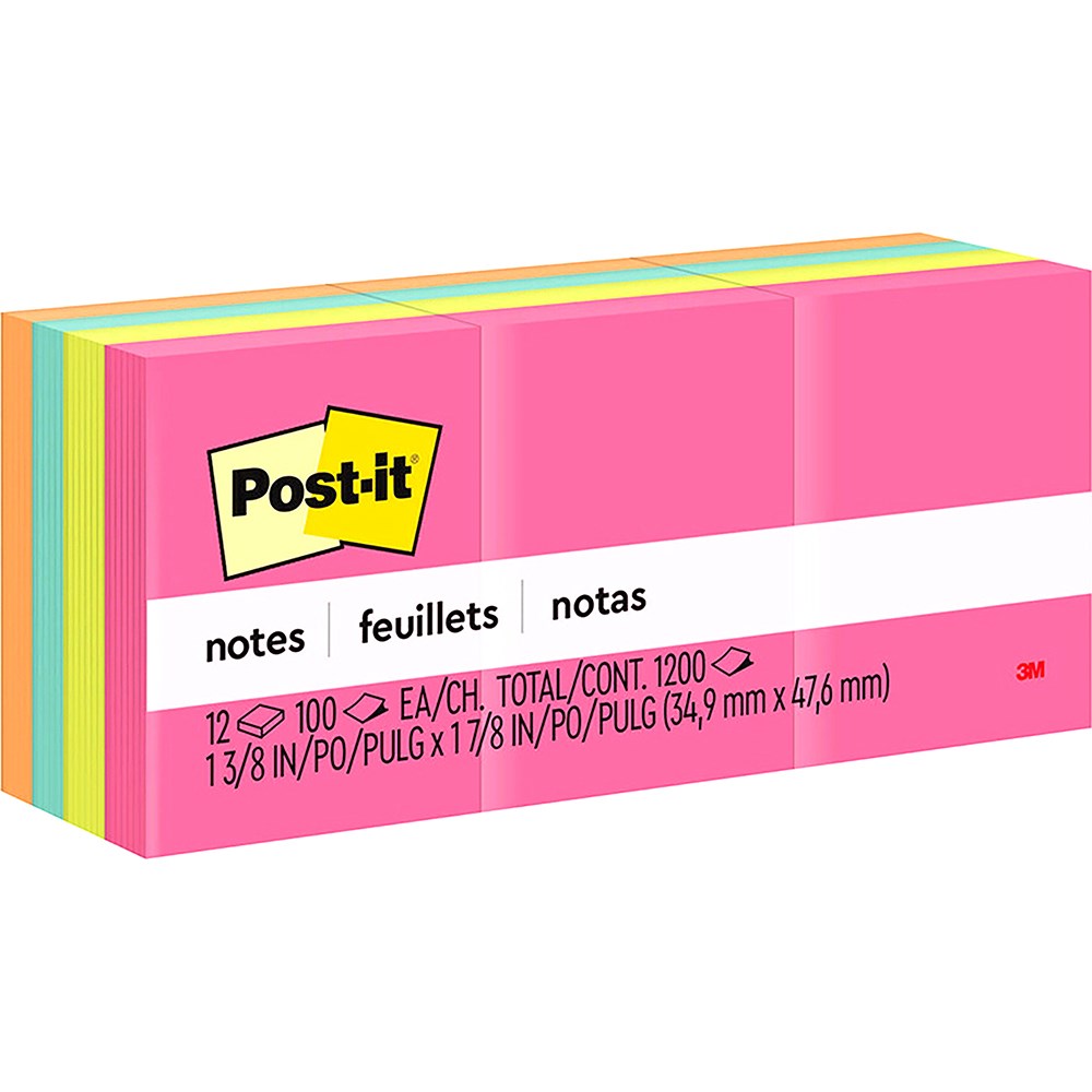 Post-It 653AN Assorted Notes 35mmx48mm Poptimistic Pack  of 12