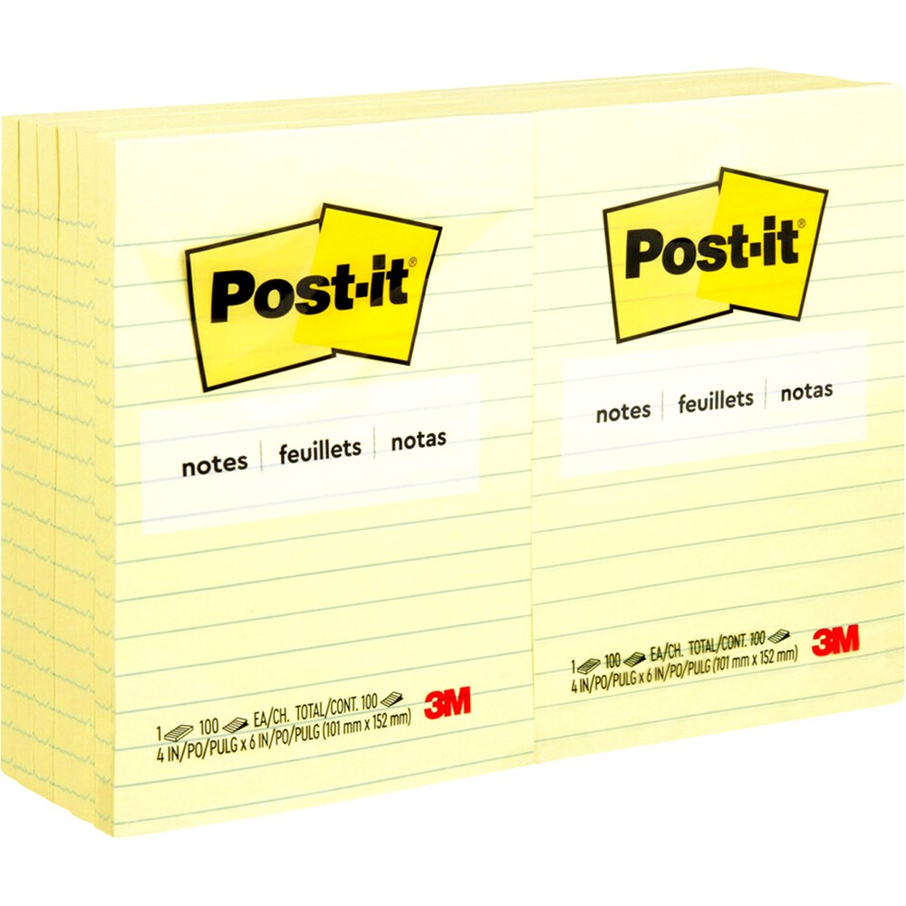 Post-It 660 Notes Original 98x149mm Lined Yellow 100 Sheets
