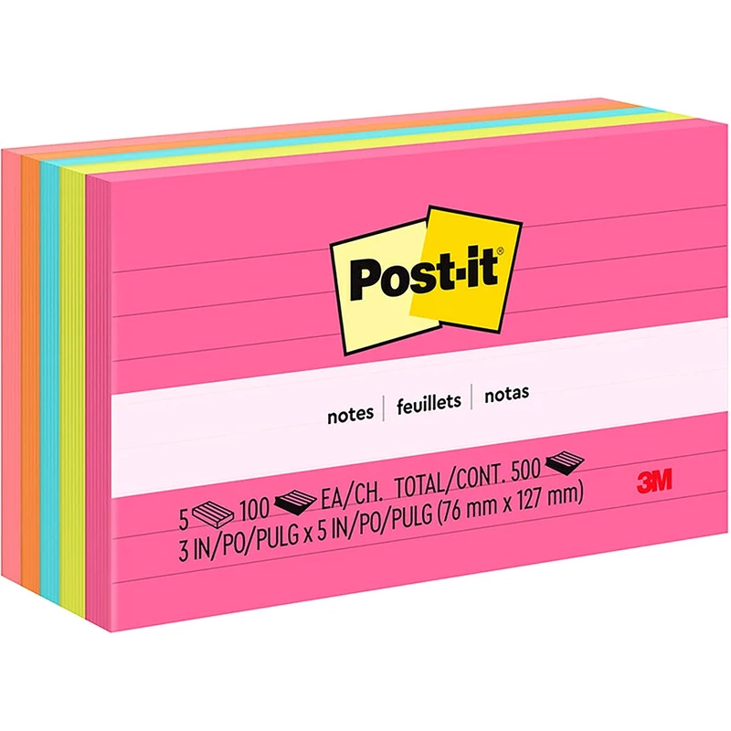 Post-It 635-5AN Lined Notes 73mmx123mm Poptimistic Pack  of 5