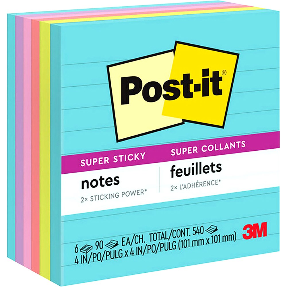 Post-It 675-6SSMIA Super Sticky Notes 100mmx100mm Supernova Neons Pack  of 6