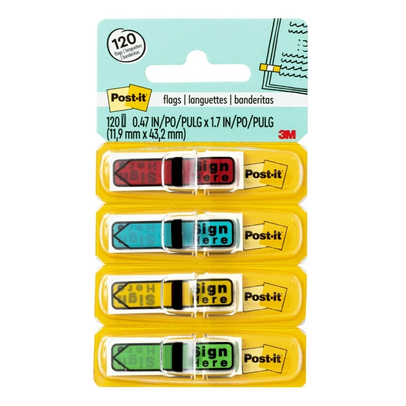 Post-It 684-SH Arrow Flags 12x45mm Sign Here Assorted Pack of 120
