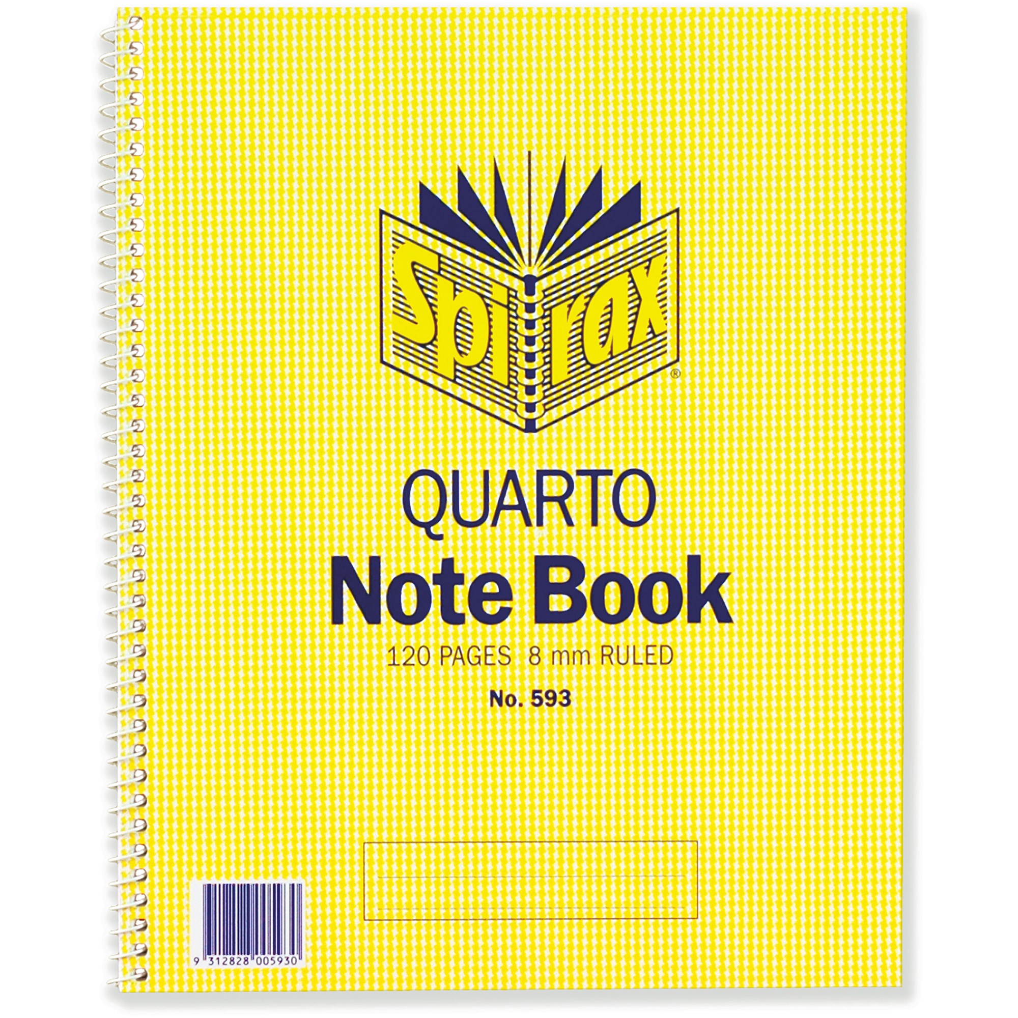 Spirax 593 Quarto Notebook 250 x 200mm Ruled 120 Page Side Opening
