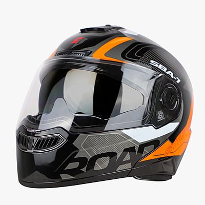 STEELBIRD SBA-7 ISS ROAD GLOSSY BLACK/ORANGE C/V (M)