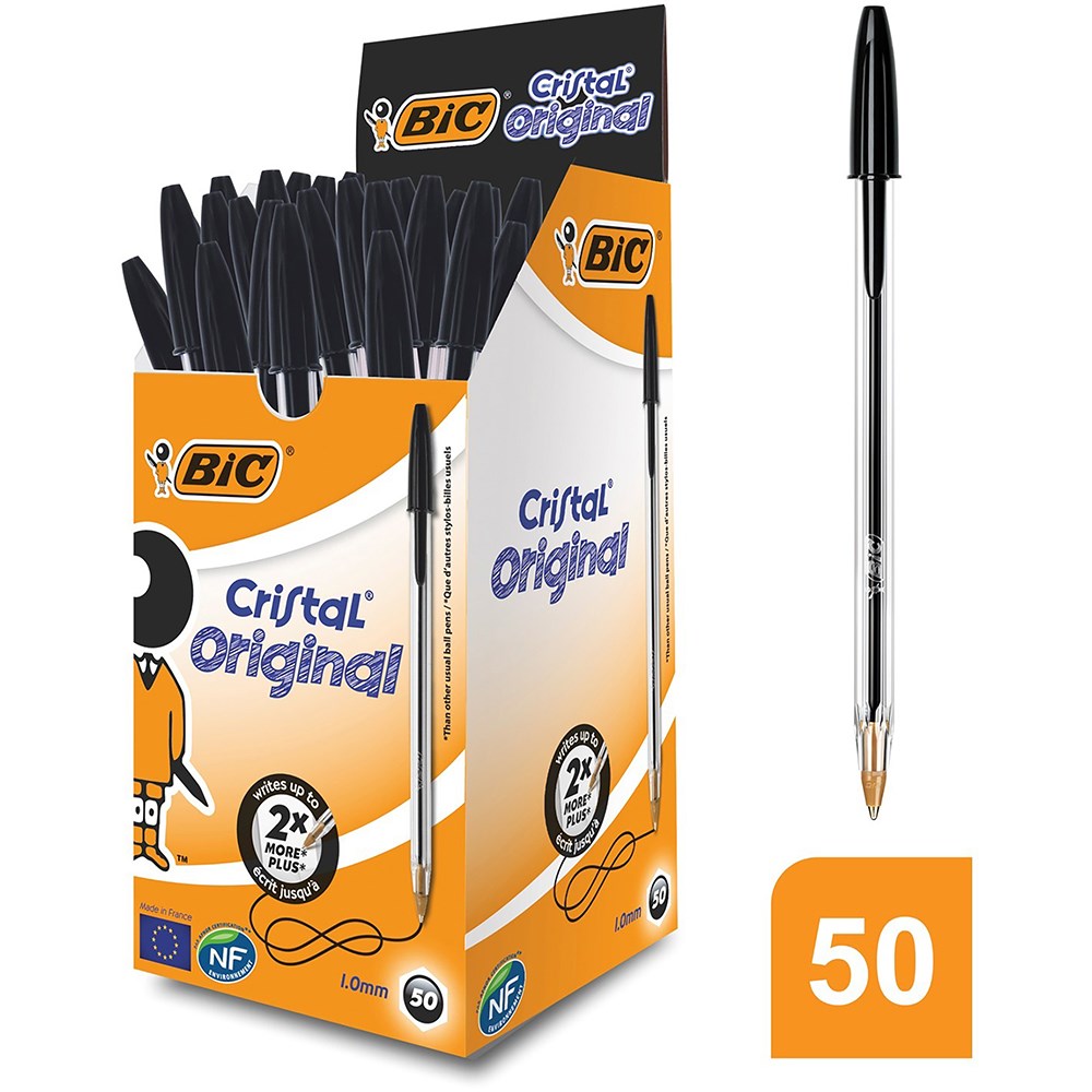 Bic Cristal Original Ballpoint Pen Medium 1mm Black  Box  of 50