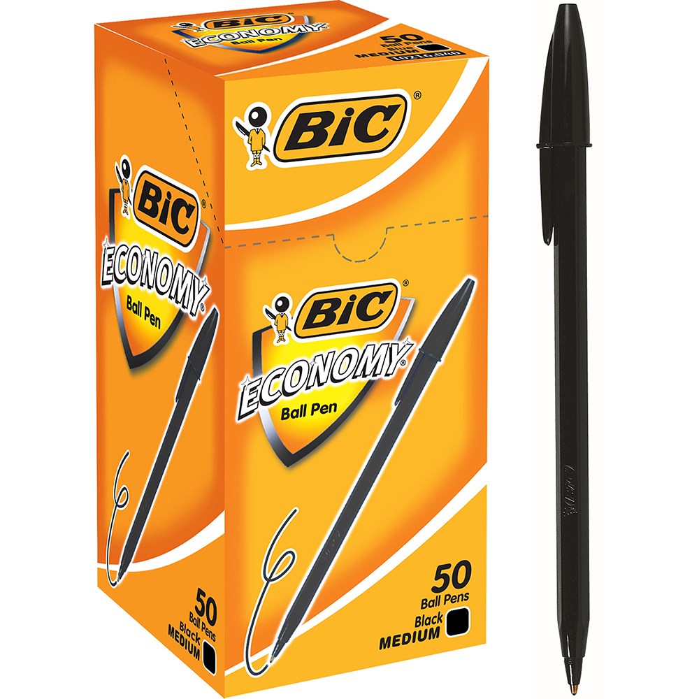 Bic Economy Ballpoint Pen Medium 1mm Black Box  of 50